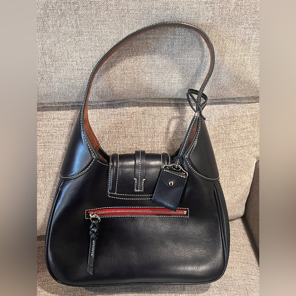 DOONEY and Bourke Florentine Toscana Front Stitch Hobo. Navy - Picture 2 of 8